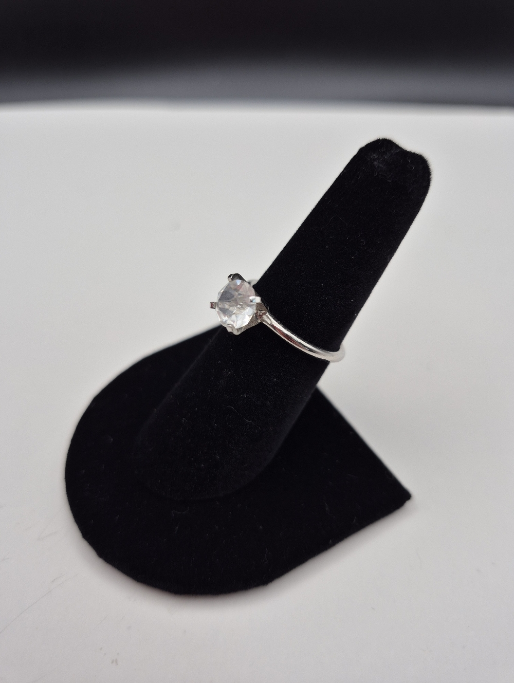 Sparkling Clear Stone Solitaire Ring in Silver Tone - Women Jewelry - Picture 3 of 4